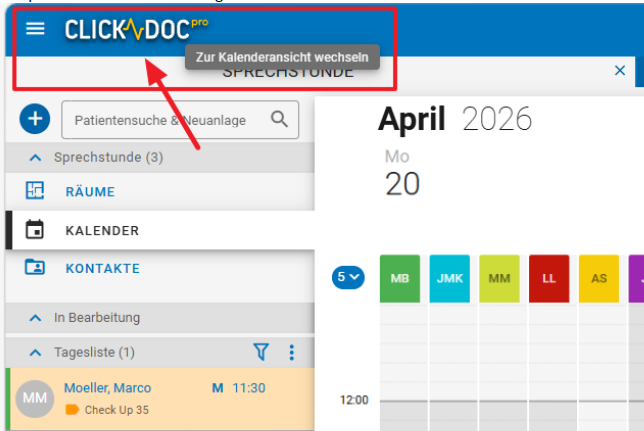 Beispiel Klick auf CLICKDOC-Logo Beispiel Klick auf CLICKDOC-Logo