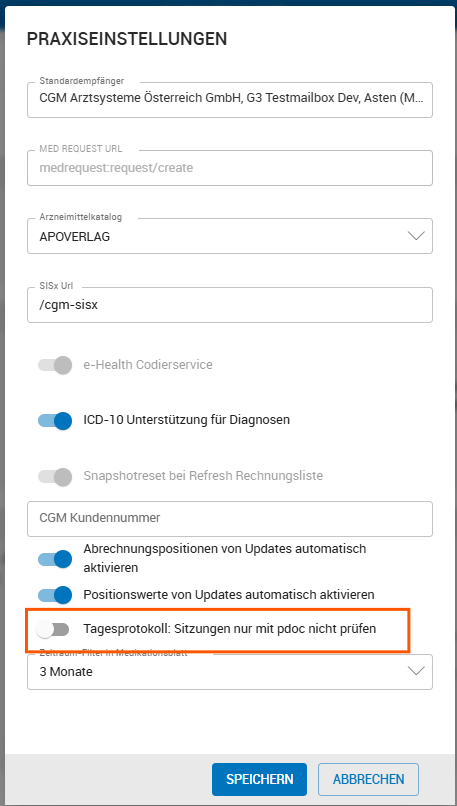 Prüfung Tagesprotokoll verändern