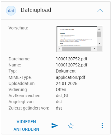 Vidieren anfordern in Kontextkarte dat
