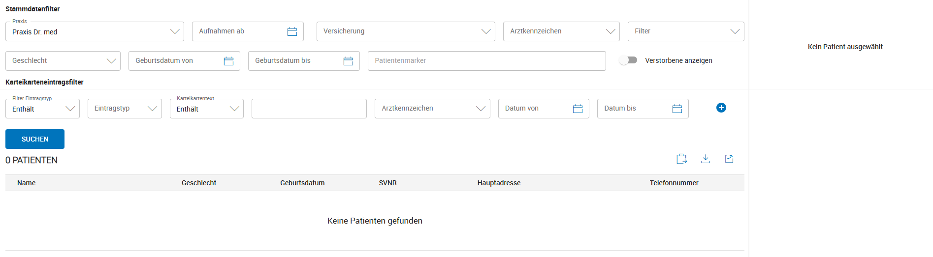 Patientenauswertung durchführen