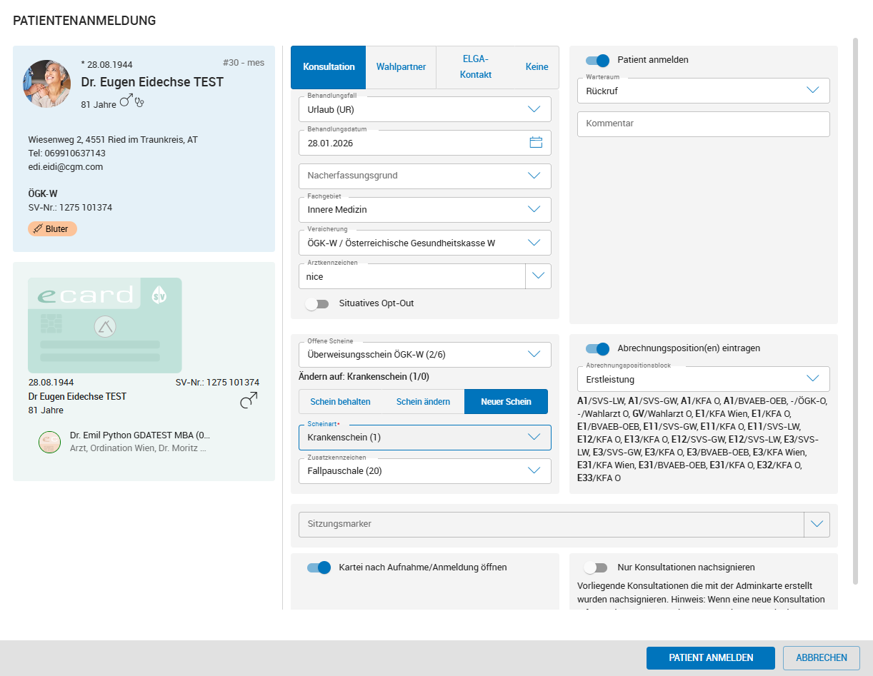 Patient administrieren Patient administrieren
