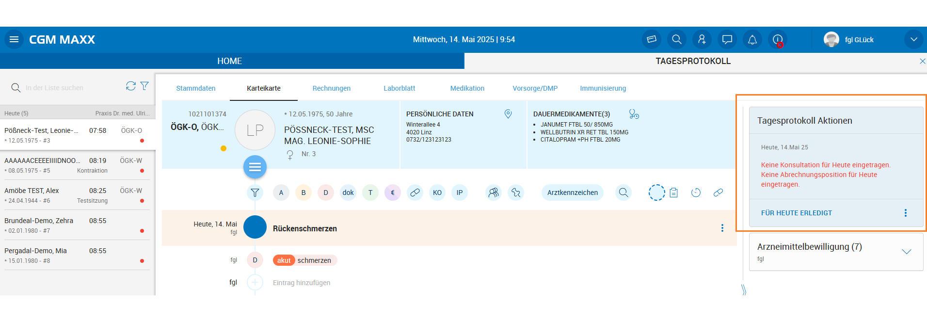 Tagesprotokoll - als erleldigt markiert Tagesprotokoll - als erleldigt markiert