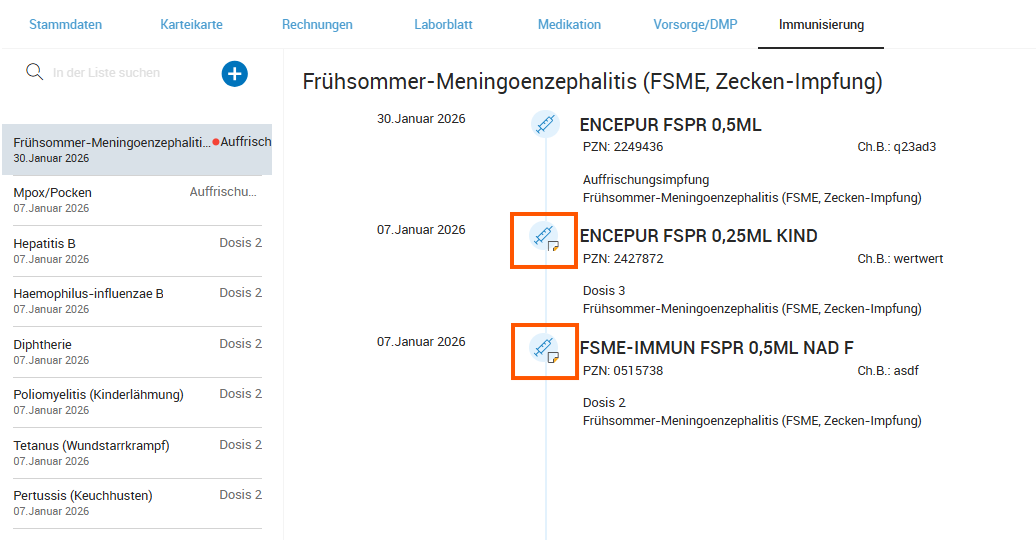 Impungen, die in ELGA gespeichert wurden