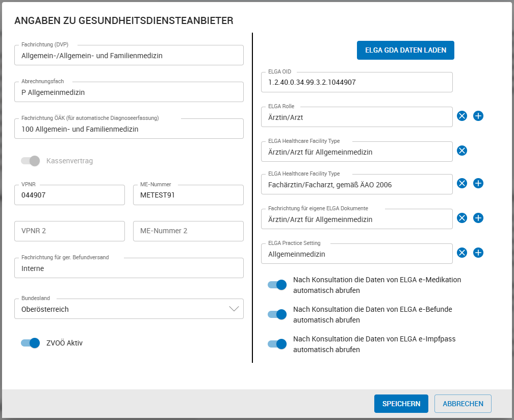 Einstellung zu GDA Daten Einstellung zu GDA Daten