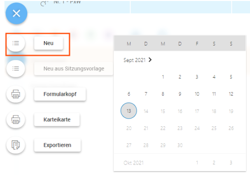 Neue Sitzung anlegen Neue Sitzung anlegen