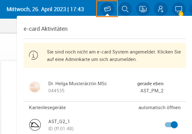 e-card Symbol zur Anmeldung