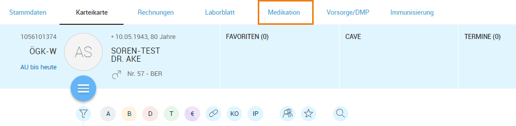 Medikationsblatt des Patienten
