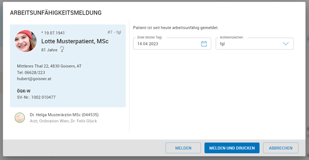 Gesundmelden eines Patienten