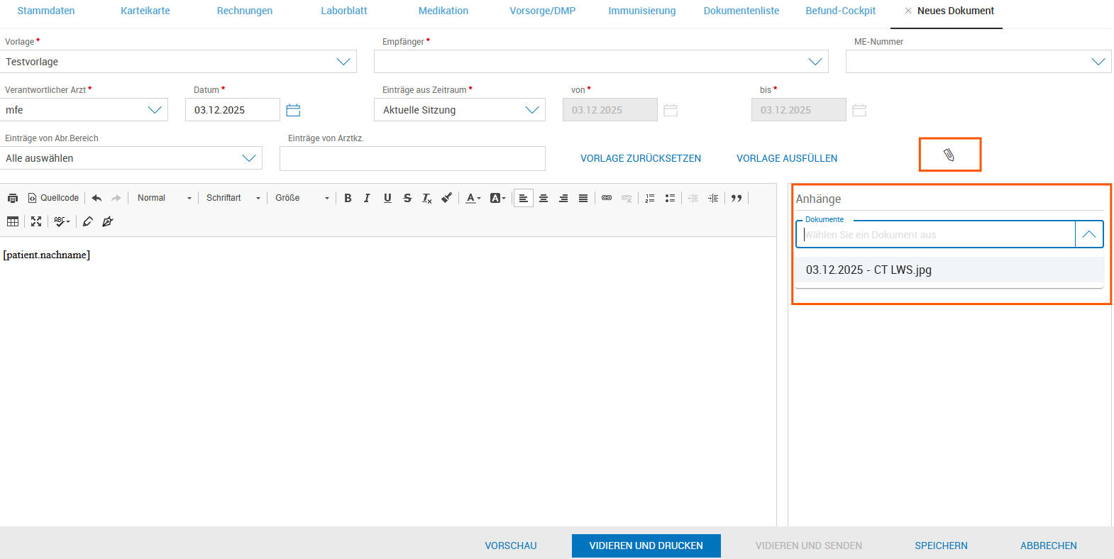 Datei anhängen beim Dokumentenerstellung