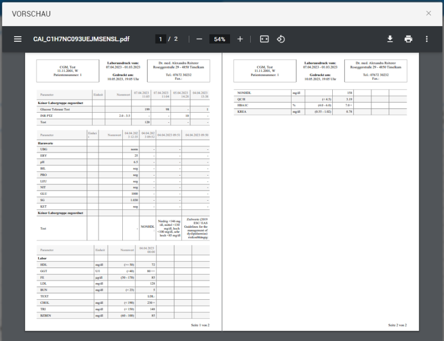 Druckvorschau Laborblatt Druckvorschau Laborblatt