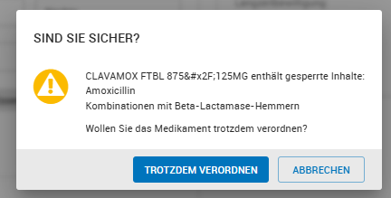 Sicherheitsabfrage bei gesperrten Wirkstoffen Sicherheitsabfrage bei gesperrten Wirkstoffen