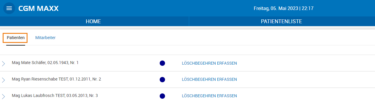 Personen für Datenlöschung