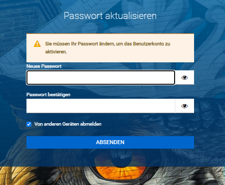 Passwortänderung Anmeldung