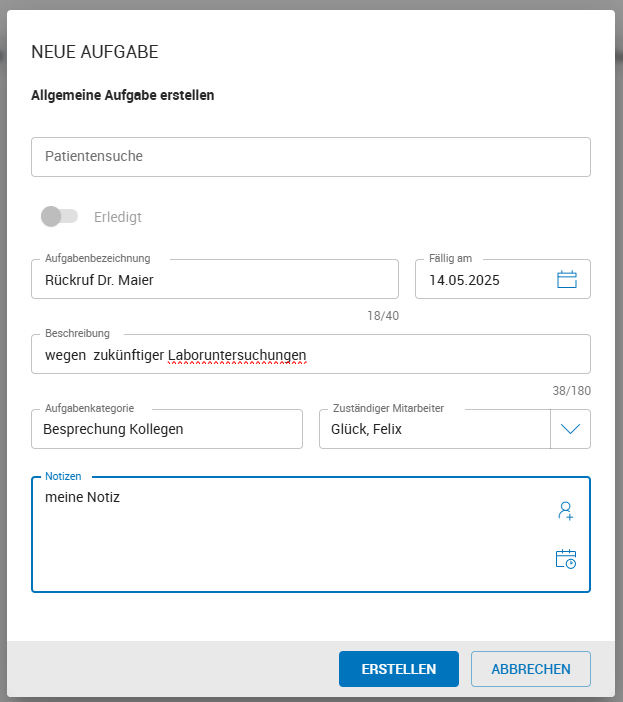 Notizen zu Aufgaben