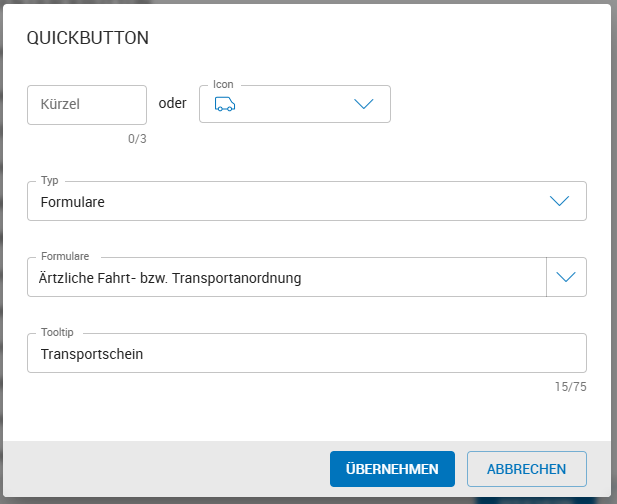 Neuen Quickbutton konfigurieren