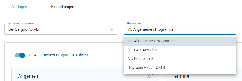 Unterschiedliche Programme der VU