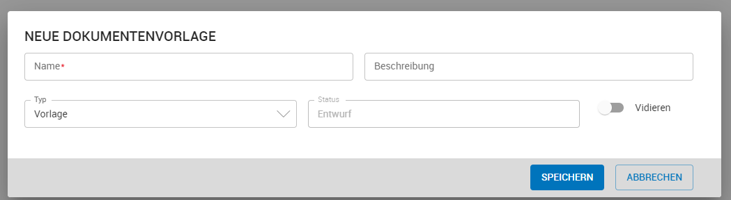 Neue Dokumentenvorlage anlegen Neue Dokumentenvorlage anlegen