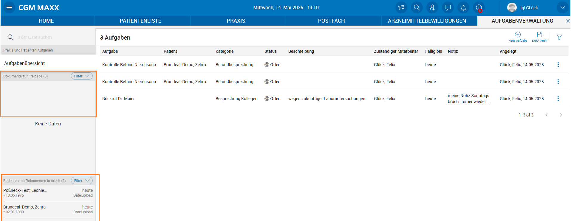 Erweiterung Aufagebenliste zu vidierenden Dokumenten Erweiterung Aufagebenliste zu vidierenden Dokumenten