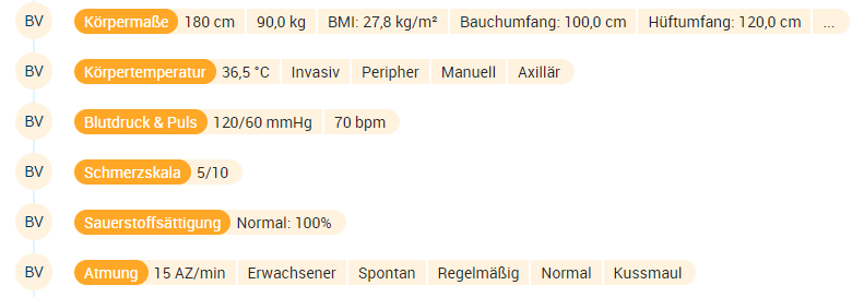 Biometrie- und Vitaldaten in der Karteikarte