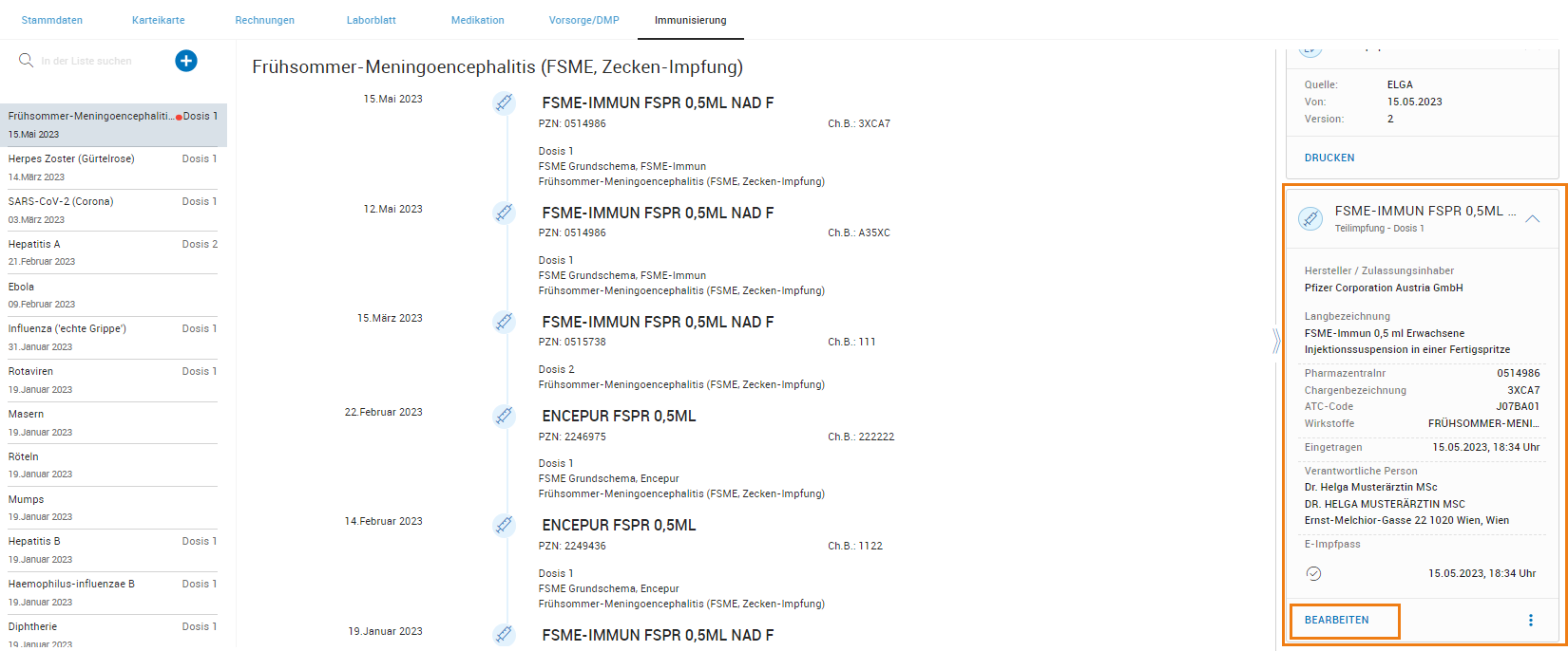 Impfung bearbeiten