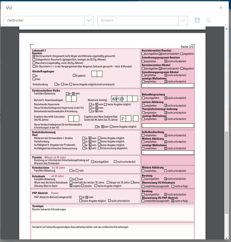 Befundblatt für Ausdruck Befundblatt für Ausdruck