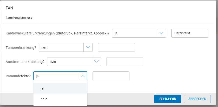 Textbaustein mit Auswahlfeldern Textbaustein mit Auswahlfeldern