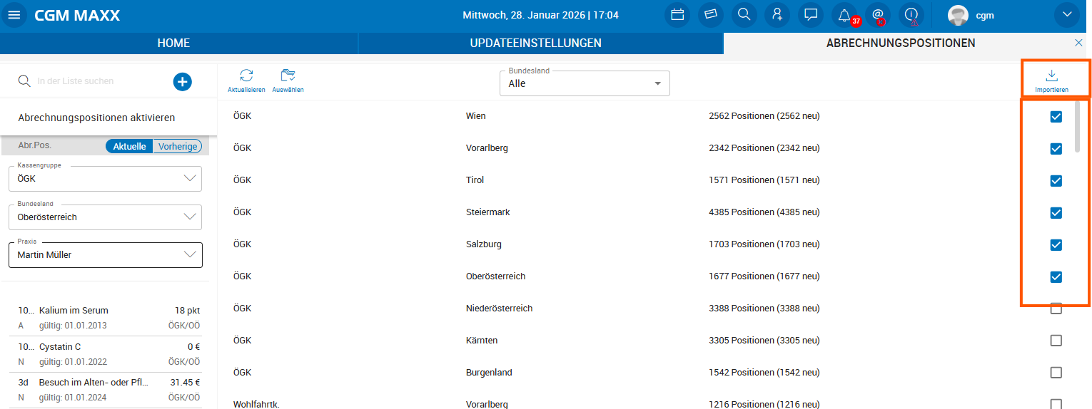zu Importierende Kataloge markieren