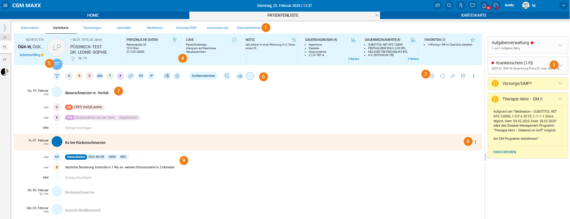 Aufbau der Karteikarte