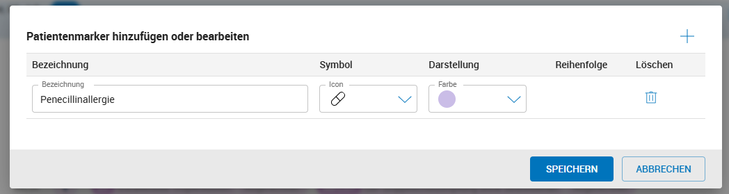 Patientenmarker hinzufügen bzw. löschen