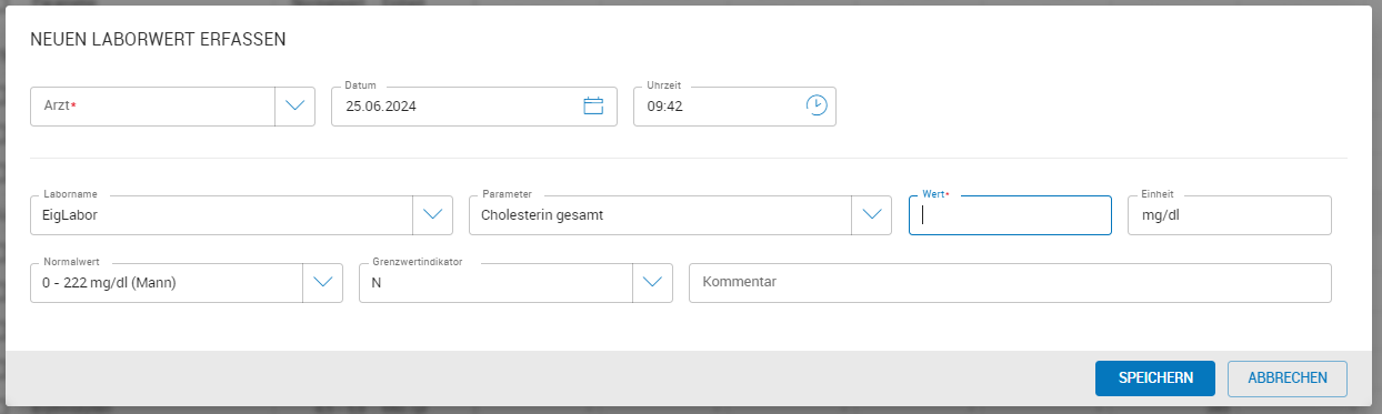 Laborparameter erfassen Laborparameter erfassen
