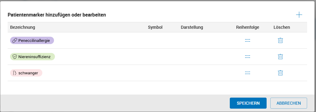 Bearbeiten von Patientenmarker Bearbeiten von Patientenmarker