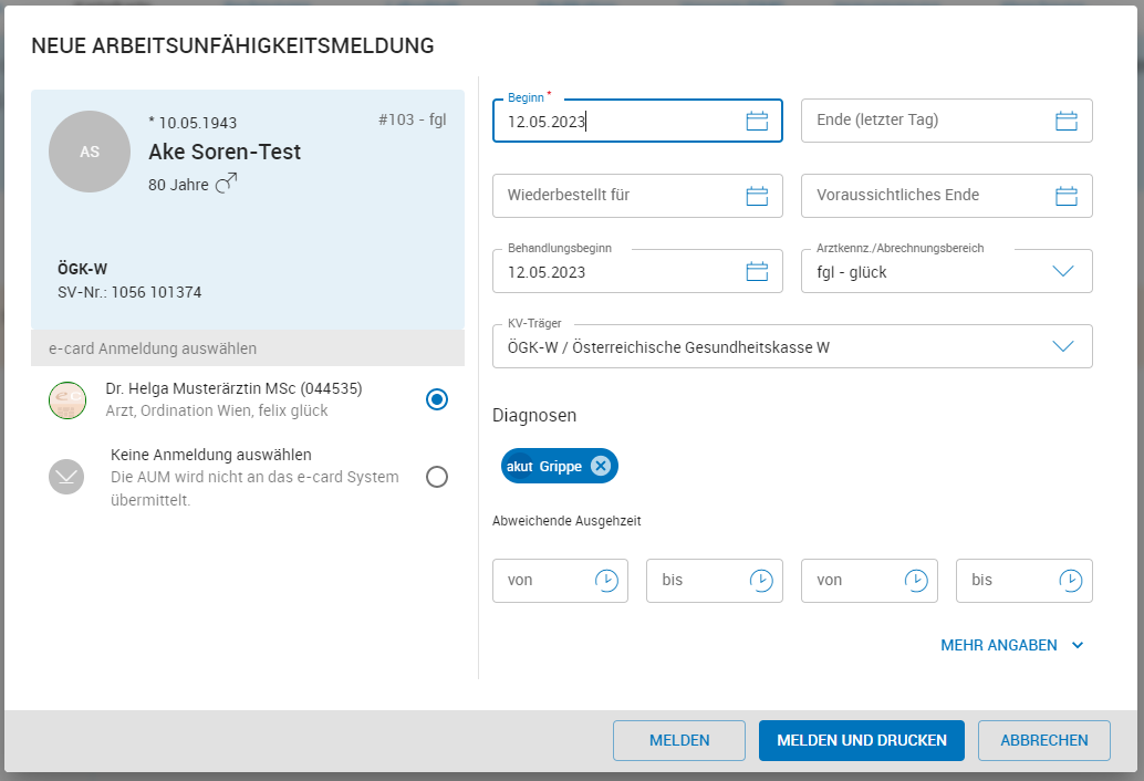 Arbeitsunfähigkeit erfassen