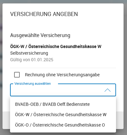 Versicherung ändern für Honorarnote Versicherung ändern für Honorarnote
