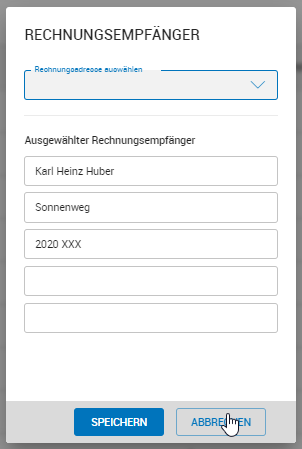Rechnungsempfänger manuell angeben Rechnungsempfänger manuell angeben