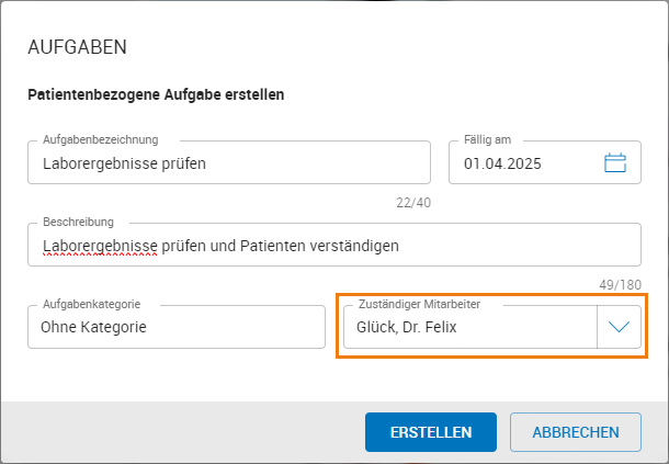 Aufgabe einem Mitarbeiter zuweisen