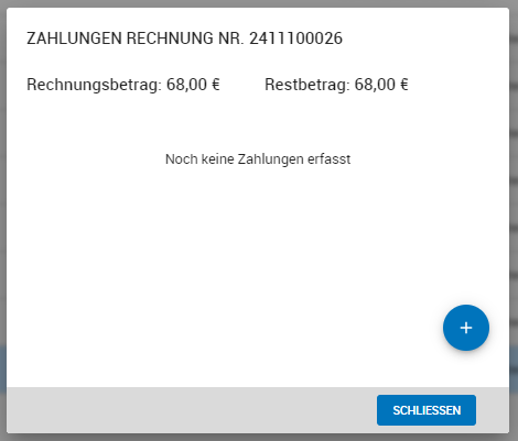 Zahlung in der Rechnungsliste erfassen