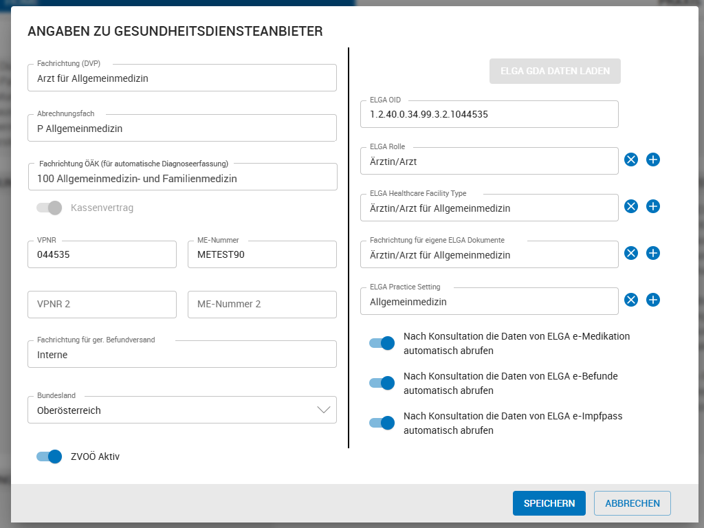 Festlegen der Fachrichtung für die automatische Diagnosecodierung