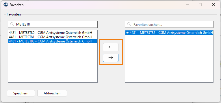 Favoriten hinzufügen/entfernen