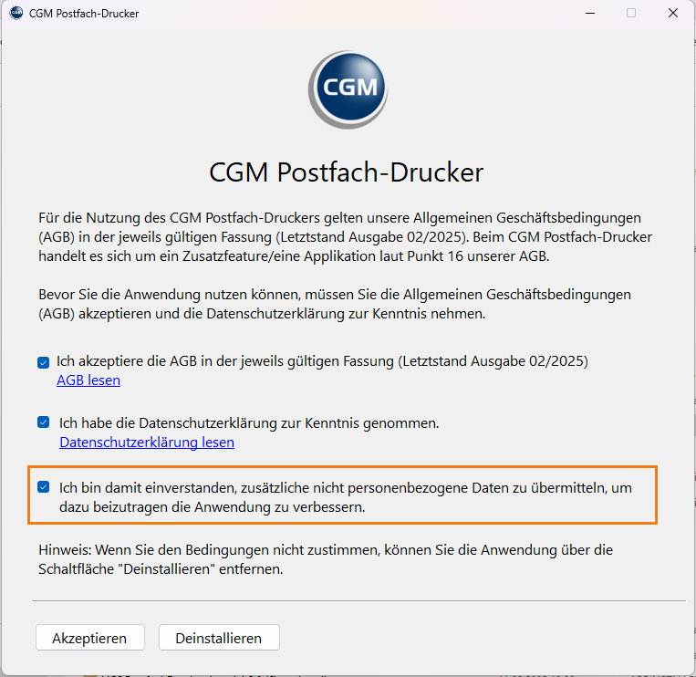 Aktivieren der Telemetriedaten-Übermittlung bei Anwendungsstart