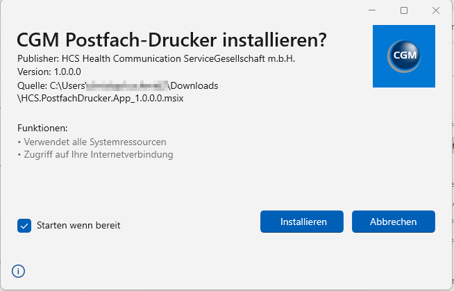 CGM Postfach-Drucker - Setup