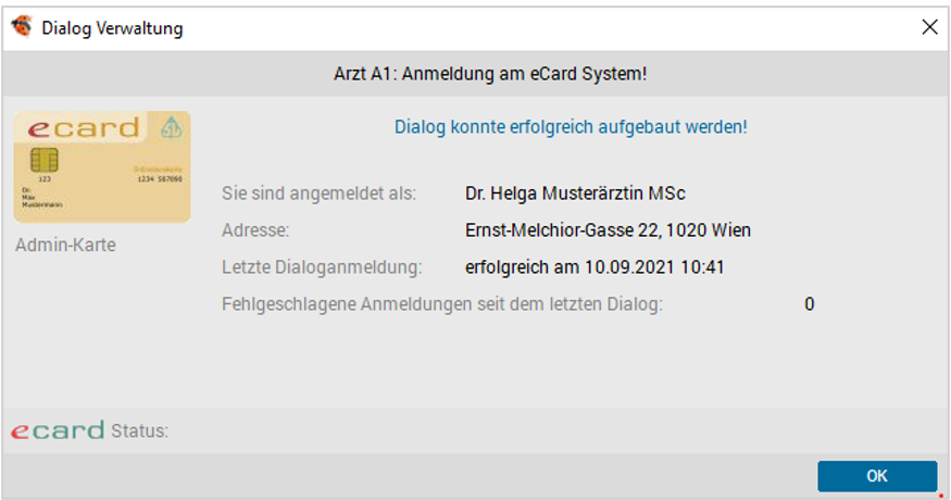 Der Dialogaufbau wird bestätigt