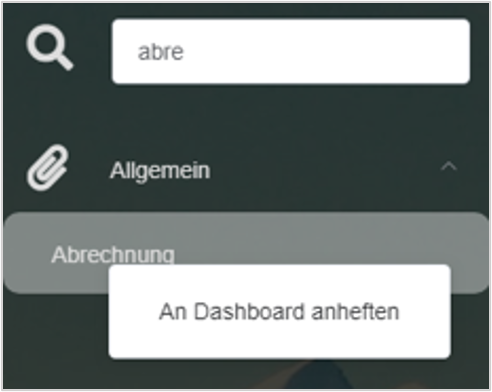 Rechte Maustaste auf einen Menüpunkt
