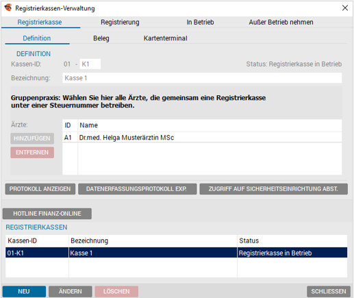 Registrierkassenverwaltung