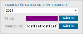 Farben für Datum und Hintergrund