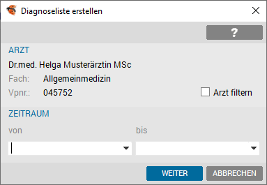 Liste von Diagnosen generieren