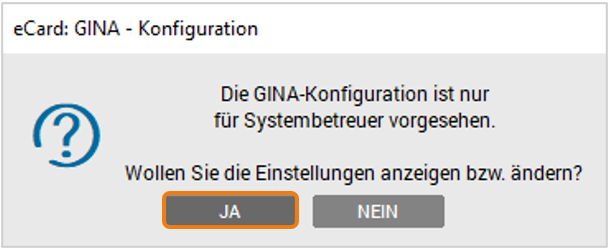 GINA-Konfiguration - Einstellungen anzeigen