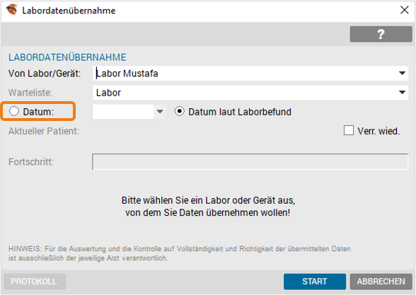 Übernahme Labordaten aus Fremdlabor