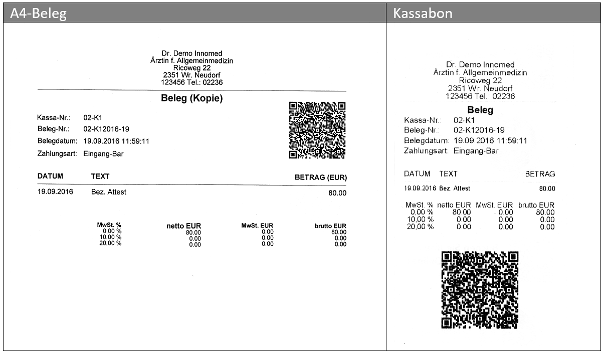 Beleg und Kassabon