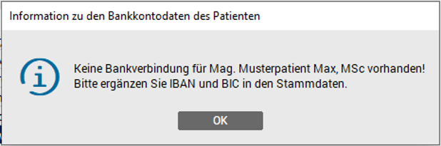 Info - Keine Zahlungsdaten vorhanden