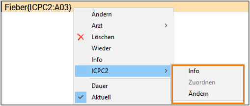Kontextmenü Ändern und Info